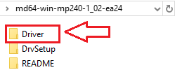 После распаковки откройте полученную папку и найдите внутри папку Driver