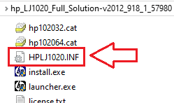 Внутри нужно найти файл HPLJ1020.inf