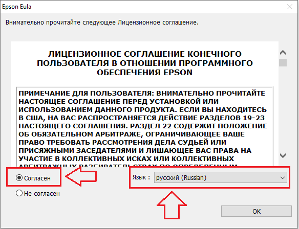 3. Скриншот с этапом установки драйвера Epson L1110